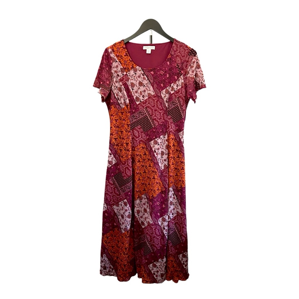 Coldwater Creek Floral Patchwork Mesh Midi Dress Y2K Fairy Grunge Cottagecore LP